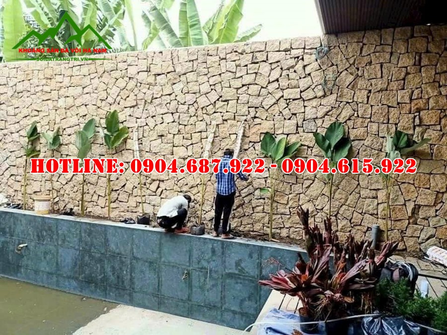 đá rối vàng ốp tường