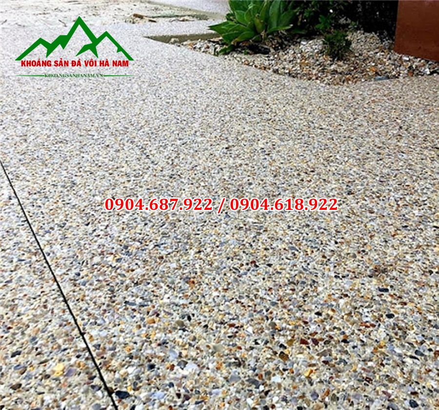 sỏi biển làm sàn bê tông