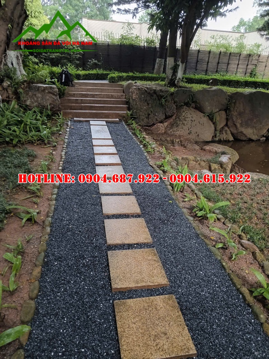 sỏi đen rải sân vườn