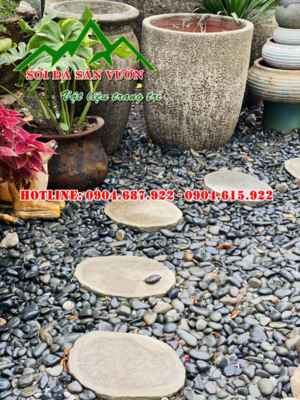 sỏi cuội đen rải tiểu cảnh