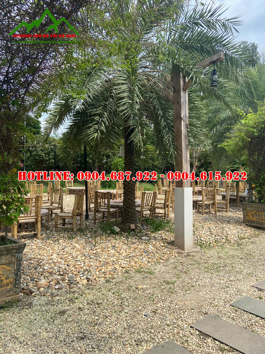 sỏi sông trang trí quán cafe