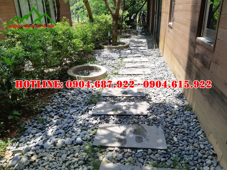 bán sỏi đen rải lối đi sân vườn